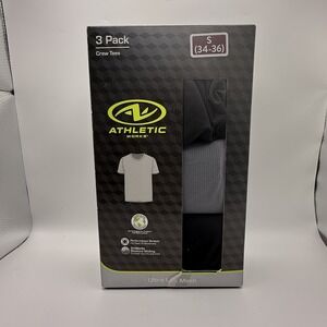 Athletic Works Men's S Small 3 Pack Crew Neck T-Shirts Performance Stretch